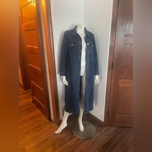 Long Dark Blue Denim Jean Jacket